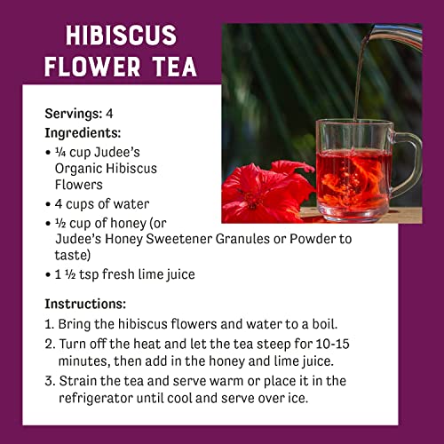 Judee's Organic Hibiscus Flowers 1 Lb - Non-Gmo - Gluten-Free And Keto-Friendly - Add To Tea And Beverages - Great For Decorating Baked Goods And Dishes #TOP3