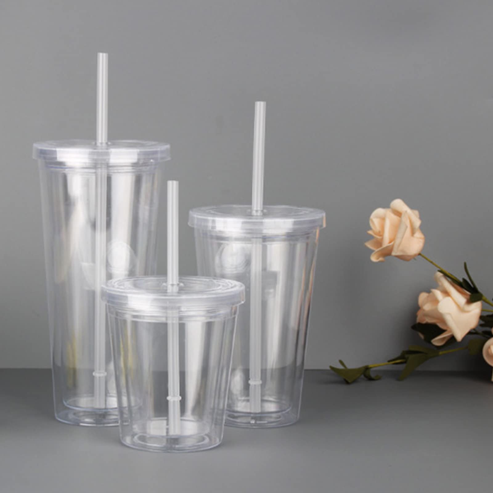 Pak van 2 drinkbekers met rietje, Lre Co. Bubble Tea Cup Kopjes van 730 ml met 2 deksels en rietjes Herbruikbare smoothiebeker Drinkbeker Siroopset Cocktailbeker voor drinken (zwart