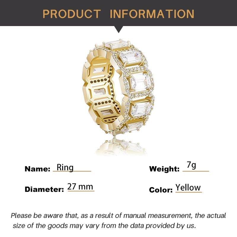 14K Gold Rectangular Emerald Cut Ring, Mossanite Hip-Hop Style Men's Ring, A Symbol of Power and Prestige,Dad Gift2