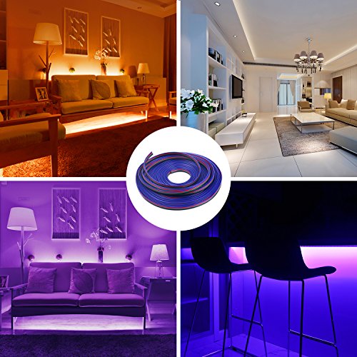 Icreating 100Ft 4 Pin Rgb Extension Cable Wire Cord For 5050 3528 Color Changing Flexible Led Strip Light With 10X Gapless Led Strip Connectors, 20X Led Strip Clips, 20X 4 Pin Male To Male Connector #TOP6