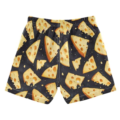 Boys Swim Trunk Quick Dry Cheese Wedges on Dark Board Shorts Swimwear 6-12T2