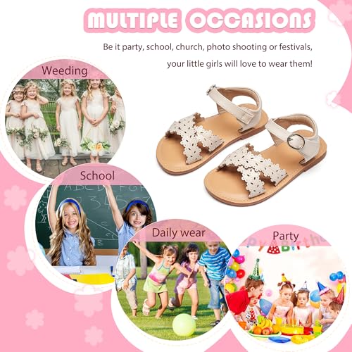 Image of Flaryzone Girls Sandals Open Toe Summer Flats Dress Sandals Shoes Toddler /Little Kid