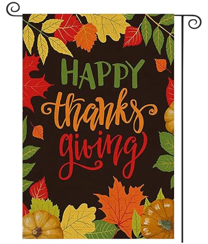 Happy-Thanksgiving-Flag-12-x-18-Double-Sided-Pumpkins-Fall-Maple-Leaves-Give-Thanks-Burlap-Small-House-Flag-for-Outdoor-Lawn-Garden-Decor-WD004 Happy Thanksgiving Flag 12 x 18 Double Sided Pumpkins Fall Maple Leaves Give Thanks Burlap Small House Flag for Outdoor Lawn Garden Decor WD004