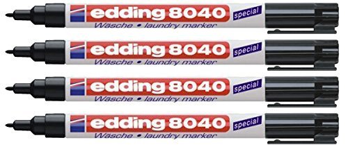 edding 8040 Wäschemarker - Schwarz - Permanentes Beschriften von Textilien und Kleidung - Waschfest und kochfest bis 95 Grad Celsius (Wäschemarker, schwarz, 4)
