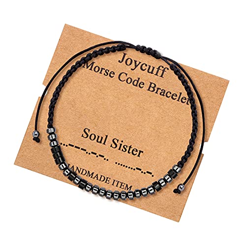Joycuff Bracelets For Sister Funny Fashion Best Good Friend Bff Friendship Silk Wrap Bracelet Inspirational Motivational Secret Message Jewelry For Women Sister Morse Code Bracelets Soul Sister #TOP22