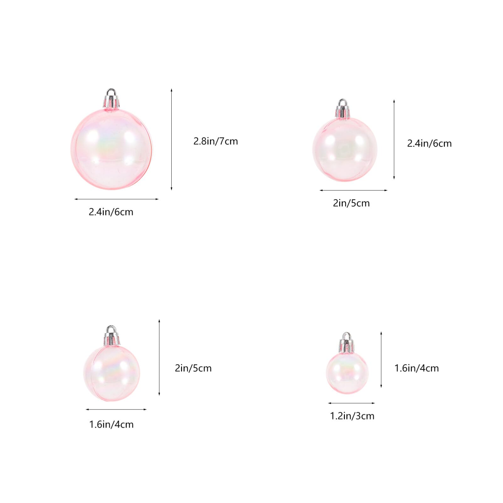 HOMSFOU 40 bolas transparentes colgantes inastillables bolas de árbol de Navidad decoración iridiscente cajas de dulces de boda para decoración de fiesta de boda rosa