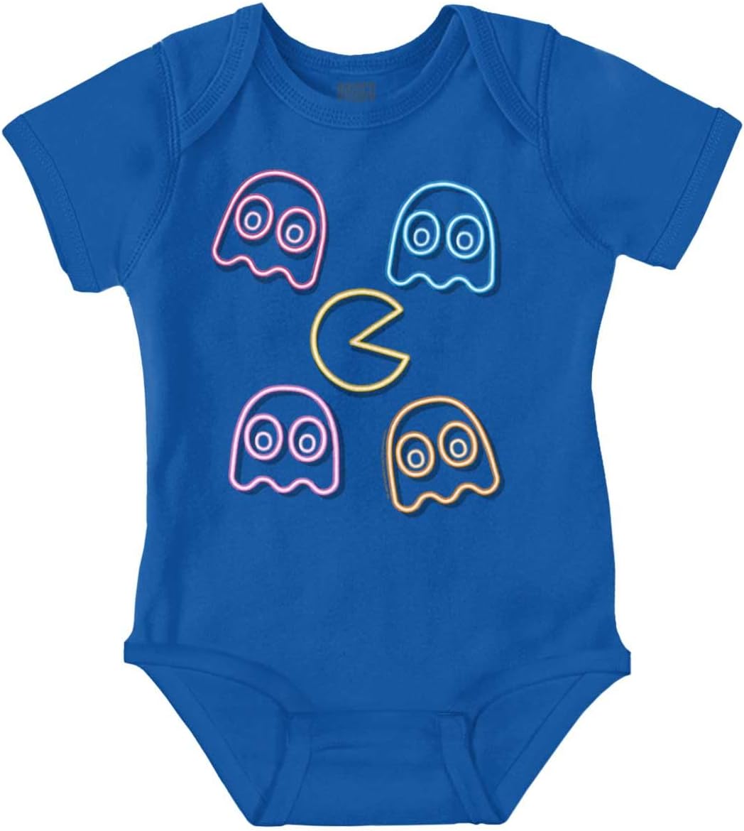 Brisco Brands Retro PACMAN Character Silhouettes Baby Romper Boys or Girls
