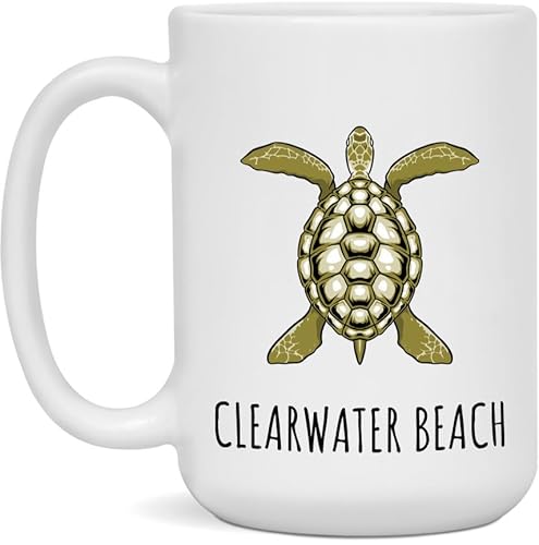 Clearwater Beach Turtle Ceramic Coffee Mug - White 15oz