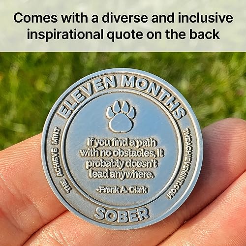Image of The Achieve Mint 11 Months Sober Token | Eleven Month Sober Chip | Non-AA Gift, Non-Religious Medallions for Men and Women Celebrating Sobriety