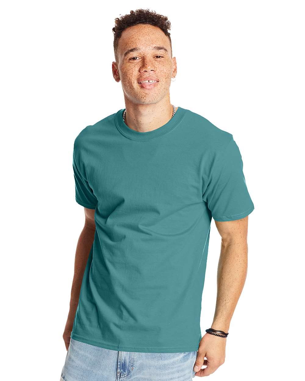 Hanes Men's Short Sleeve Beefy-t, Green Clay, Large