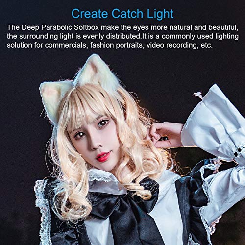 Parabolic Softbox 35.4 inch/90cm Quick Setup Deep Soft Box II with Honeycomb Grid and Bowens Mount for Studio Monolight LED Light Photography