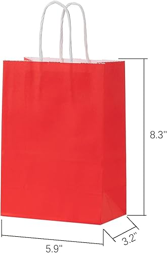 Miniatura 4 de MISU Bolsas de papel para fiesta, bolsas de regalo de papel kraft con asa, pequeñas, 8.3 x 5.9 x 3.2 pulgadas, paquete de 16 unidades (rojo, azul,