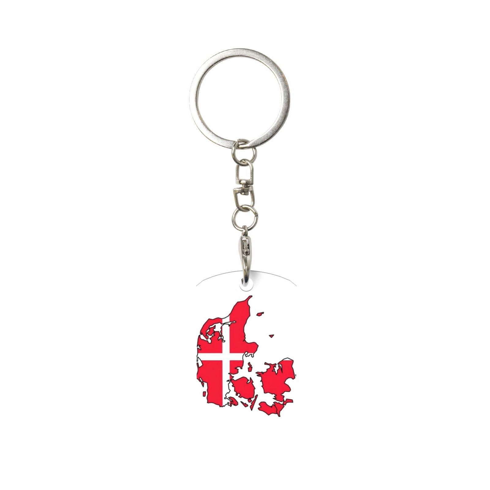 GaxfjRu Danish Flag Map Small Size-Rectangle Keychain Blank Double Sided Picture Frame Keychain Keyring Holder