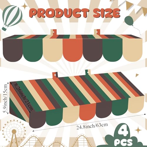 Image of Tallew 4 Pcs 3D Circus Awning Wall Decoration Carnival Awning for Halloween Carnival Theme Party Classroom Decorations(Dark Color)