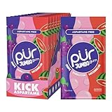 PUR Jumbo Gum | Aspartame Free Chewing Gum | 100% Xylitol | Natural Bubblegum, Grape, Watermelon Flavor, 20 Pieces (Pack of 10)