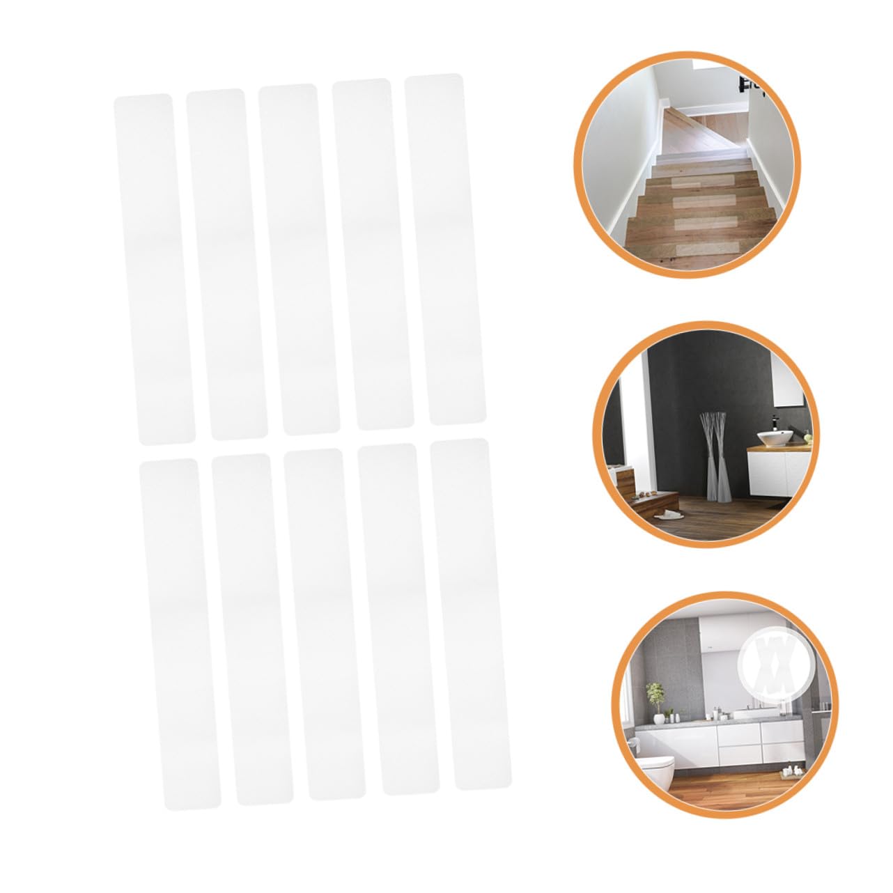 BESTYASH Tiras Antideslizantes para Suelo de Ducha y Bañera Transparentes, Autoadhesivas, Antihumedad, Material Peva, 15x61 Cm, 10 Piezas, Seguridad Antideslizante para Escaleras y Baño