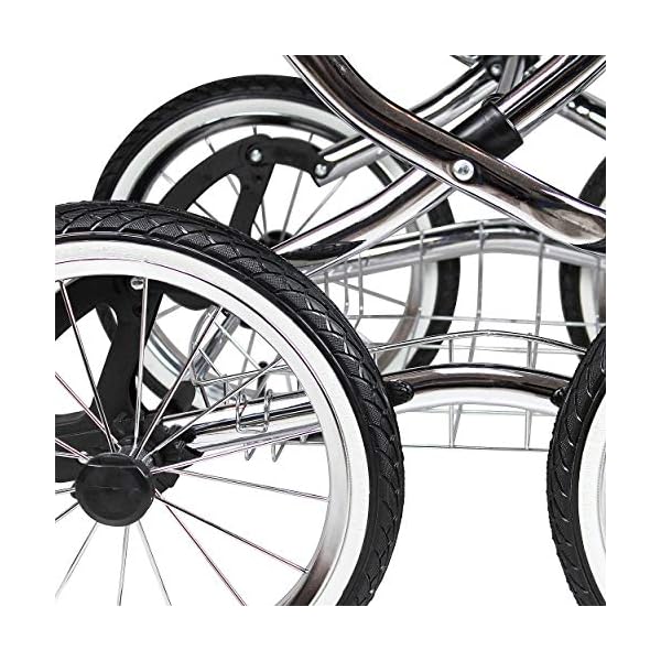 Bergsteiger Venedig Nostalgie Kinderwagen 3 in 1 Retro Kombikinderwagen Megaset 10 teilig inkl. Babyschale, Babywanne, Sportwagen und Zubehör (marine/white) – Bild 7