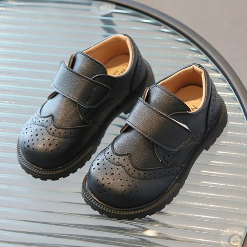 Boys Girls Hook and Loop Dress Oxfords PU Leather School Uniform Shoes Loafers for Toddler/Little Kid2