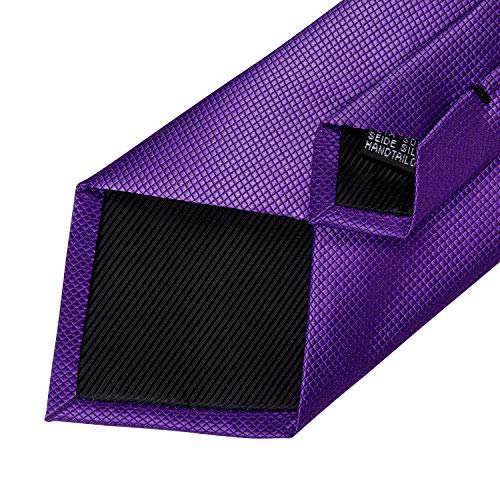 Image of DiBanGu Mens Solid Color Tie and Pocket Square Set Woven Silk Plain Necktie & Handkerchief for Men Wedding Party Formal