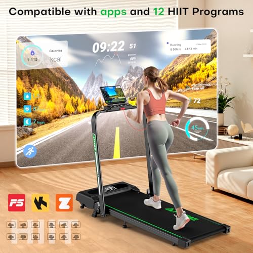 Image of 5 in 1 Foldable Treadmill, 7.5 MPH Treadmills for Home with App Compatible, Treadmill with 10% Incline, 3.0HP Brushless Drive, Remote Control and LED Display, 12 HIIT Programs, 400 LBS Capacity