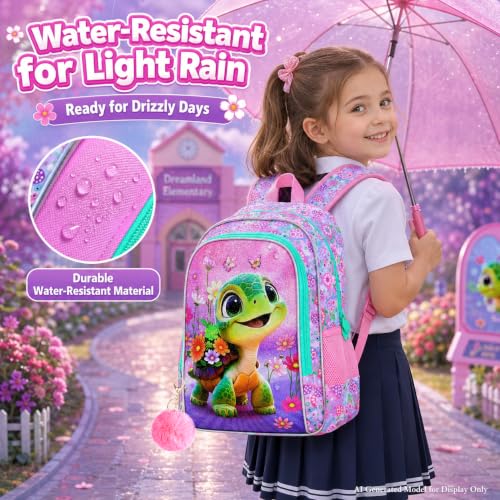 Image of AGSDON 3PCS Kids Backpack for Girls, 16 inch Preschool Elementary Water Resistant School Bag, Girl Backpacks Set with Lunch Box Pencil Case