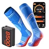 SURGOAL Merino Wool Heated Socks, 15-Hour Runtime & 145°F Heating, 8500mAh Rechargeable Electric Battery Operated Ski Socks with APP-Controlled for Men Women, Hunting, Camping, Winter (Blue,M)