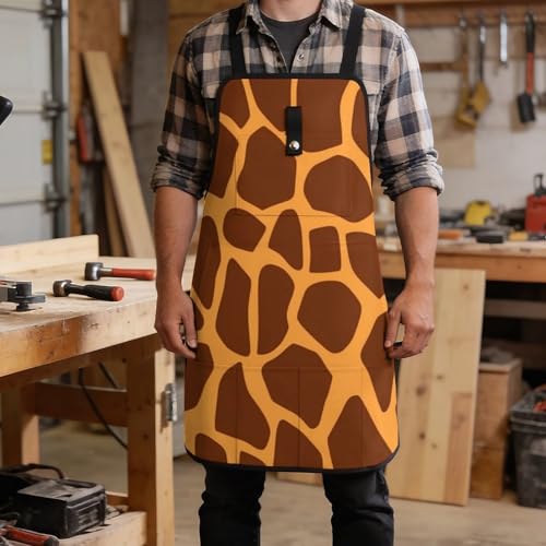 Delantal con estampado de jirafa y bolsillo para hombre y mujer miniatura 5