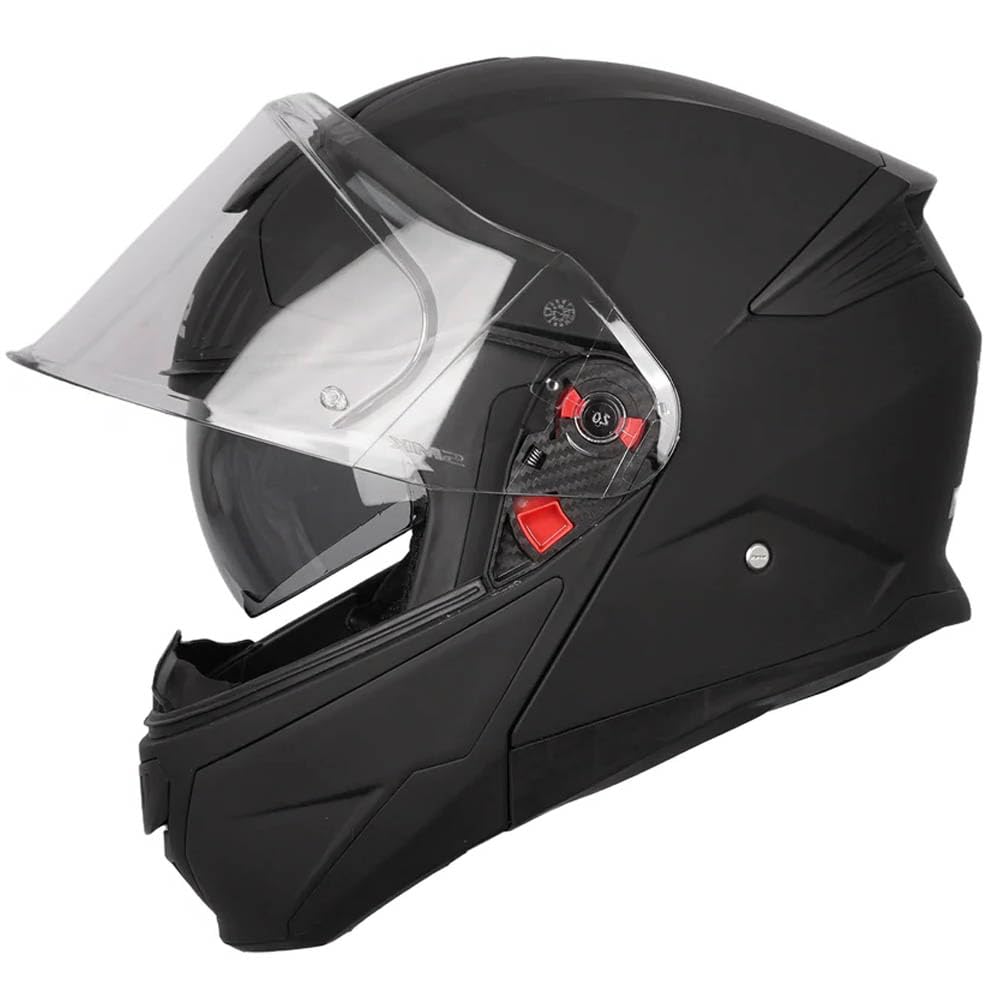 SMK Gullwing Negro Mate, Casco de Moto Modular Abatible PJ para Hombre y Mujer, con Visera Interior Ahumada, Interior Desmontable, 22.06