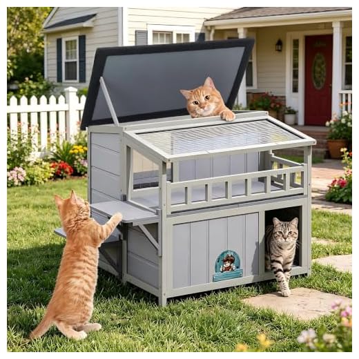 Two-Tier Warm Wood Cat Shelter