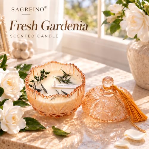 Gardenia Scented Candle Soy Jar Candles in Crystal Glass Gift for Women - image 4