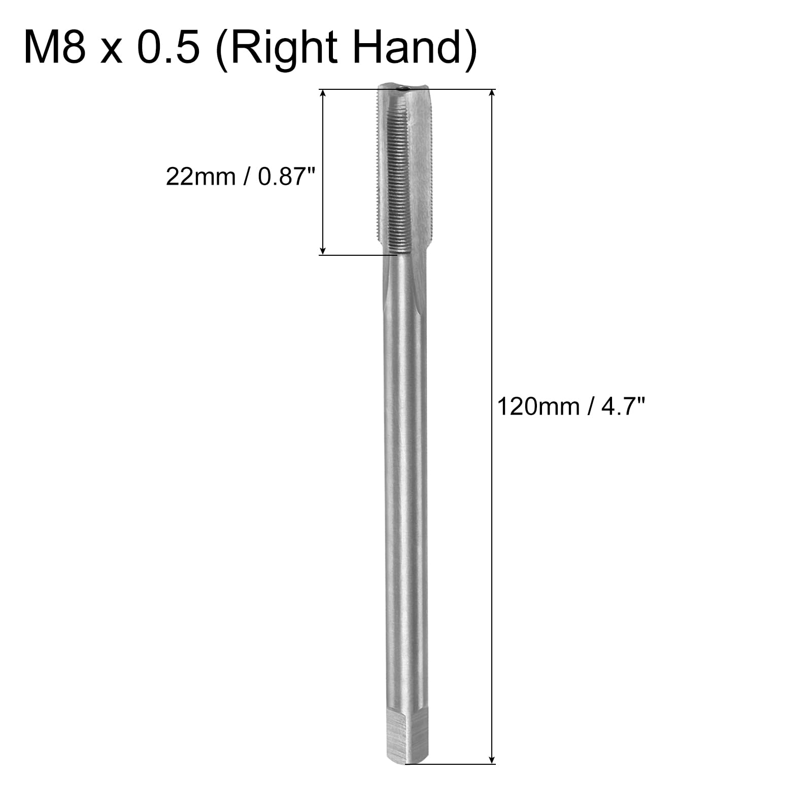 QUARKZMAN M8 x 0.5 Maschi per Filettare Metrica, 120mm Extra Lungo Maschi Fresatrice Filettatura Dritta H2 Strumento Riparazione Maschiatura Filettatura