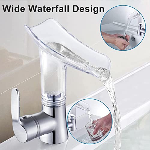 Robinet de lavabo anti-éclaboussure cascade transparente violette - 7