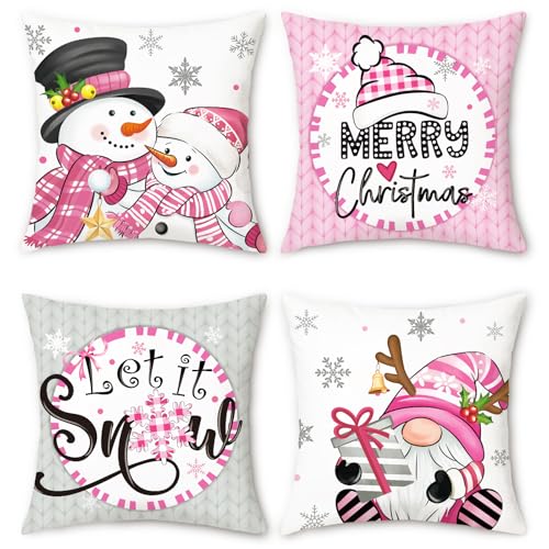 COZZSNUGE Frohe Weihnachten Kissenbezüge 45 x 45 cm, Schneemänner...