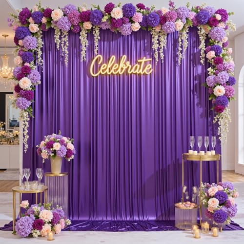 Image of 10x10 Wrinkle Free Purple Sequin Backdrop Curtain for Parties-Thick Not Fall-Off Glitter Backdrop Drapes-2 Panels 5x10ft Shimmer Photo Back Drop Cloth for Wedding Birthday Photography Background