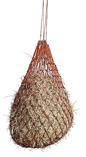 Kerbl Red de heno (5 unidades), red de pienso, color rojo, 5 נ5 cm, poliéster, caballos, vacunos, ovejas, con anillas para colgar