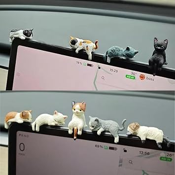 9 Pcs Cute Cat Car Accessories, Fun Car Rearview Mirror Decorations, Kawaii Desk Office