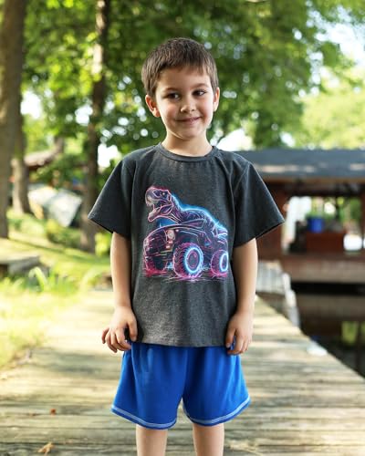 Lovekider Cotton Shirt for 2-6T Boys Truck Dinosaur Toddler Kids T-Shirt Short Sleeve Excavator Construction T-Rex Tee Shirts4