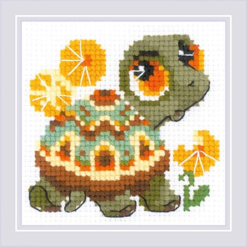 Image of RIOLIS Cross Stitch Kit 4 inchX4 inch-Little Turtle (10 Count)