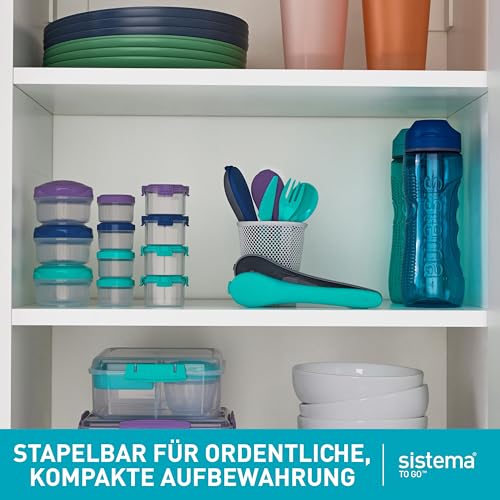 Sistema TO GO Dressingbehälter | Frischhaltedosen/Soßenbehälter mit Deckel | 35 ml | BPA-frei | blaue, grüne, pinke und violette Deckel… – Ansicht 4