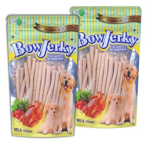 Image of Chicken and Milk Dog Treats Protein Rich Dog Snacks for Training and Reward, Healthy Chewy Jerky Sticks for Puppies Adults and Senior Dogs, Low Fat Dog Treats 200gm Pack of 2