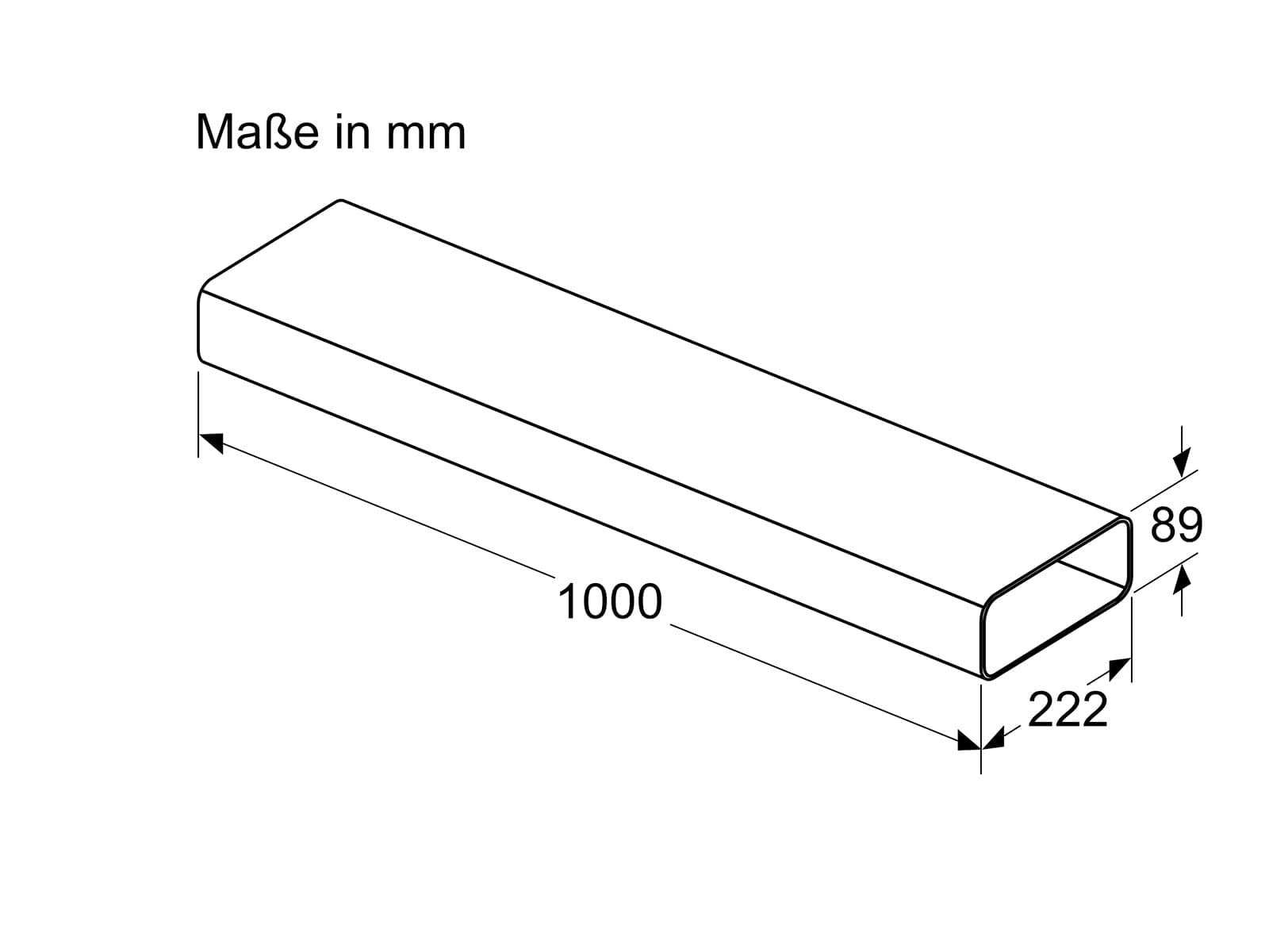 Bosch HEZ9VDSM2 Zubehör für Kochfelder mit Dunstabzug, Flachkanal gerade 100 cm, schwarz, Made in Germany