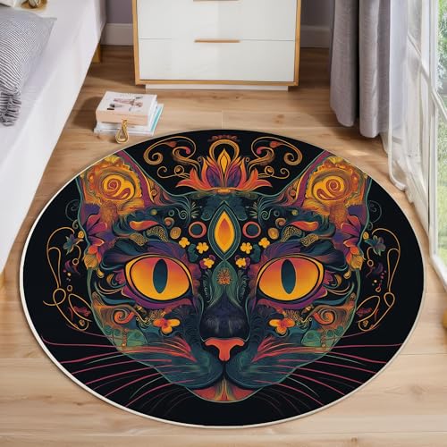 Tapis chat orange antidérapant lavable en machine de 120cm