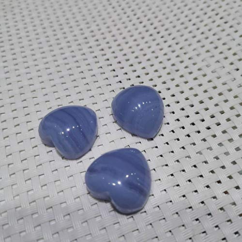 Natural Blue Lace Agate Heart Loose Beads Pendant Gemstone Crystal Necklace (Color : 10 Pcs) #TOP4