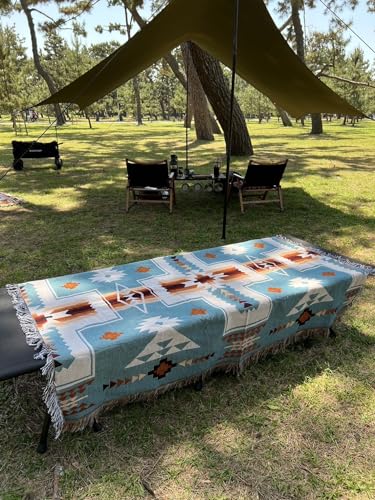 Miniatura 8 de Peel Forest Manta Azteca Bohemia Camper,Alfombra Navajo, Etnica, Decoración Furgoneta,Azul,Mejicana Etnica 50 X60