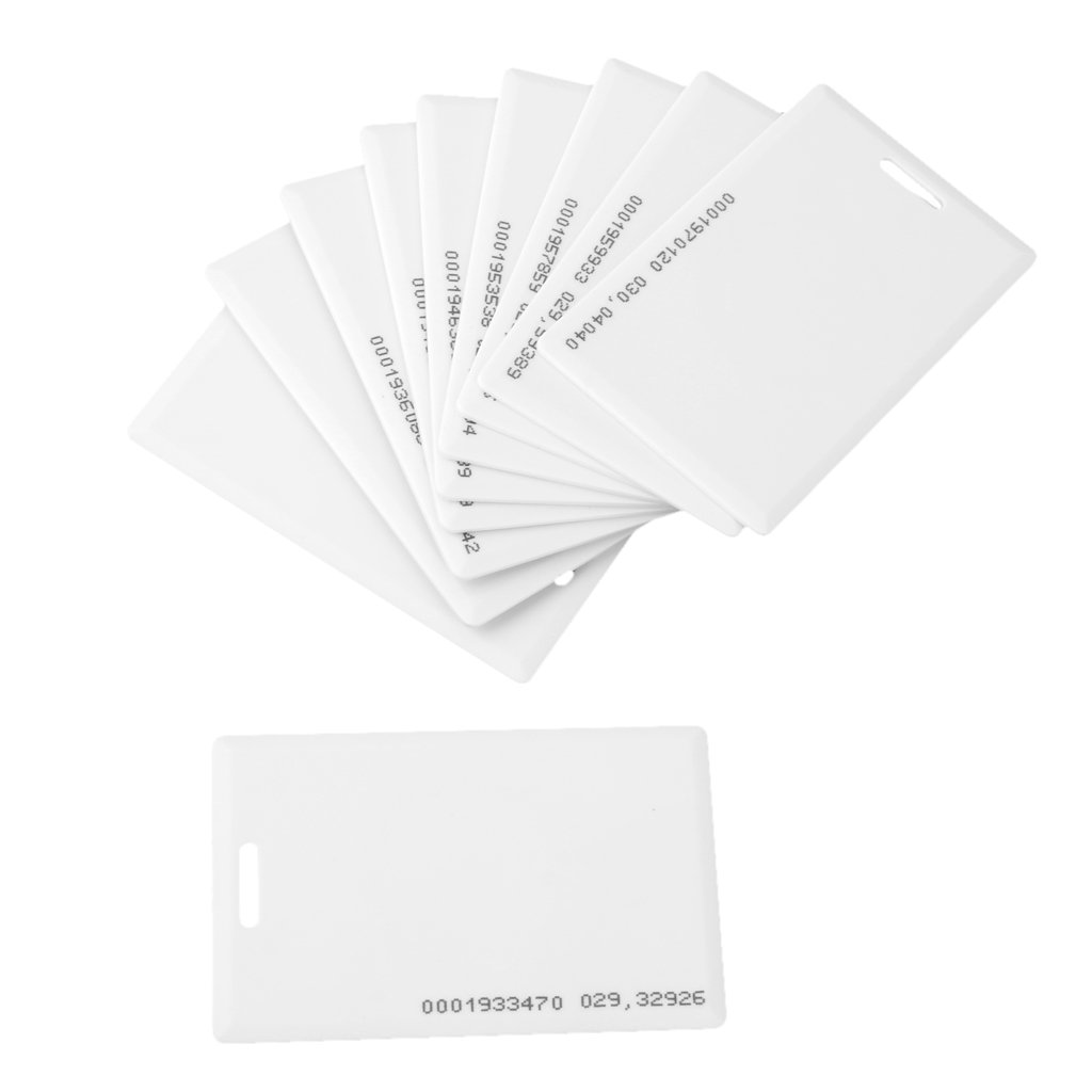 PVC 10x EM4100 RFID 125KHz Clamshell EM ID Card Thick Door Access Control 1.2 mm (White)-picture-24