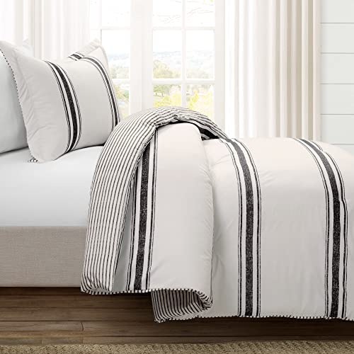 Edredón de algodón negro reversible Lush Decor para solucionar el frío en camas individuales XL 3