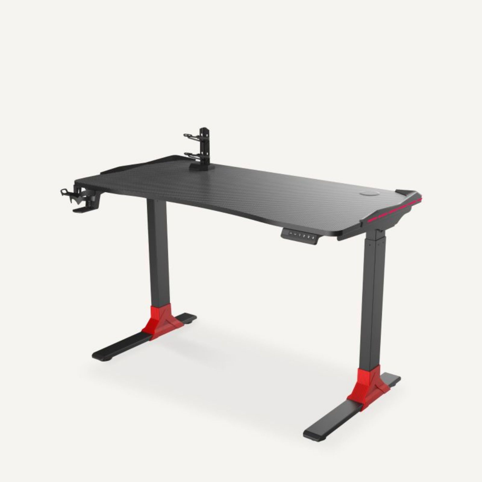 Gaming Desk, Elevating Desk, Width 47.2 inches (120 cm), Depth 23.6 inches (60 cm), Height 29.5 - 49.2 inches (75 - 125 cm), Computer Desk, Black, Height Adjustment, Game Desk, Wire Storage,