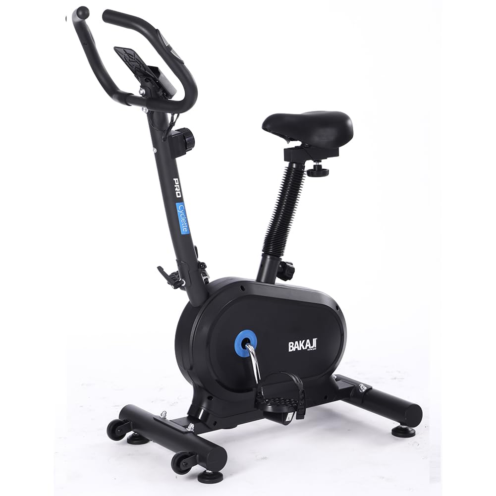 BAKAJI Cyclette da Casa con Display LCD e 8 Livelli di Resistenza, Spinning Bike Fitness per Allenamento Cardio, Gambe, Pancia, Fianchi con Sediolino Imbottito Regolabile