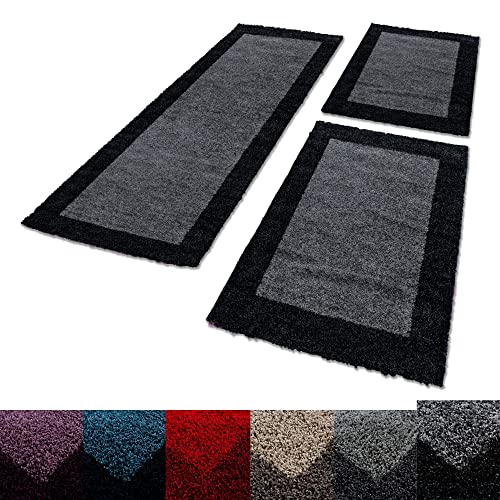 Unbekannt Shaggy Hochflor Teppich Carpet 3TLG Bettumrandung Läufer Set...