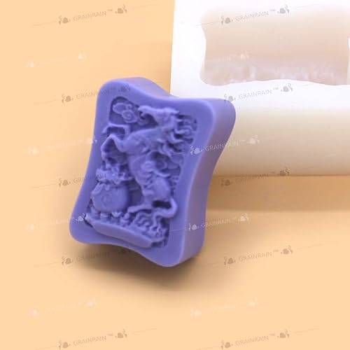 Miniatura 3 de Grainrain Molde de barra de jabón de silicona DIY Vehículo casero ornamento vela molde de resina Caballo (11071)